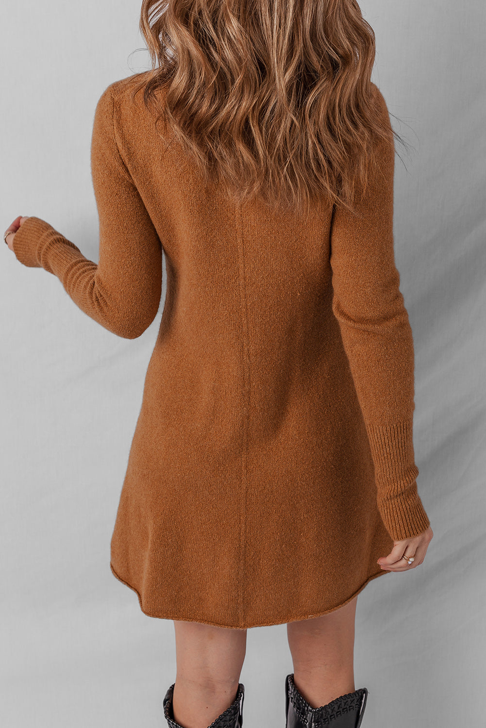 Madeline Ribbed Mini Sweater Dress Threaded Pear