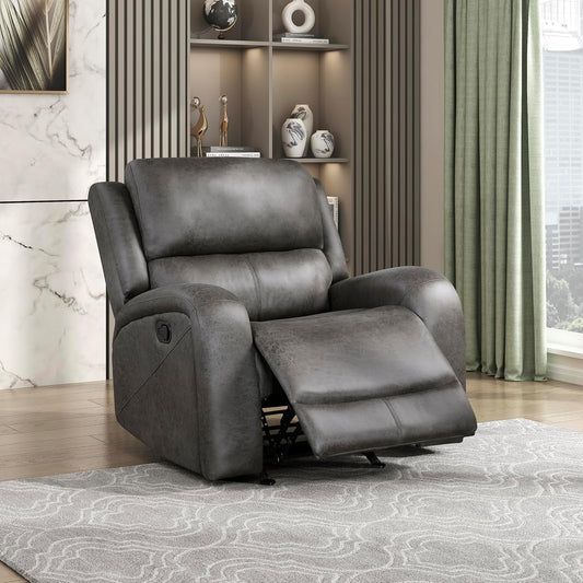 Grey Rocker Recliner Chair With Manual Recline Living Room ShipItFurniture