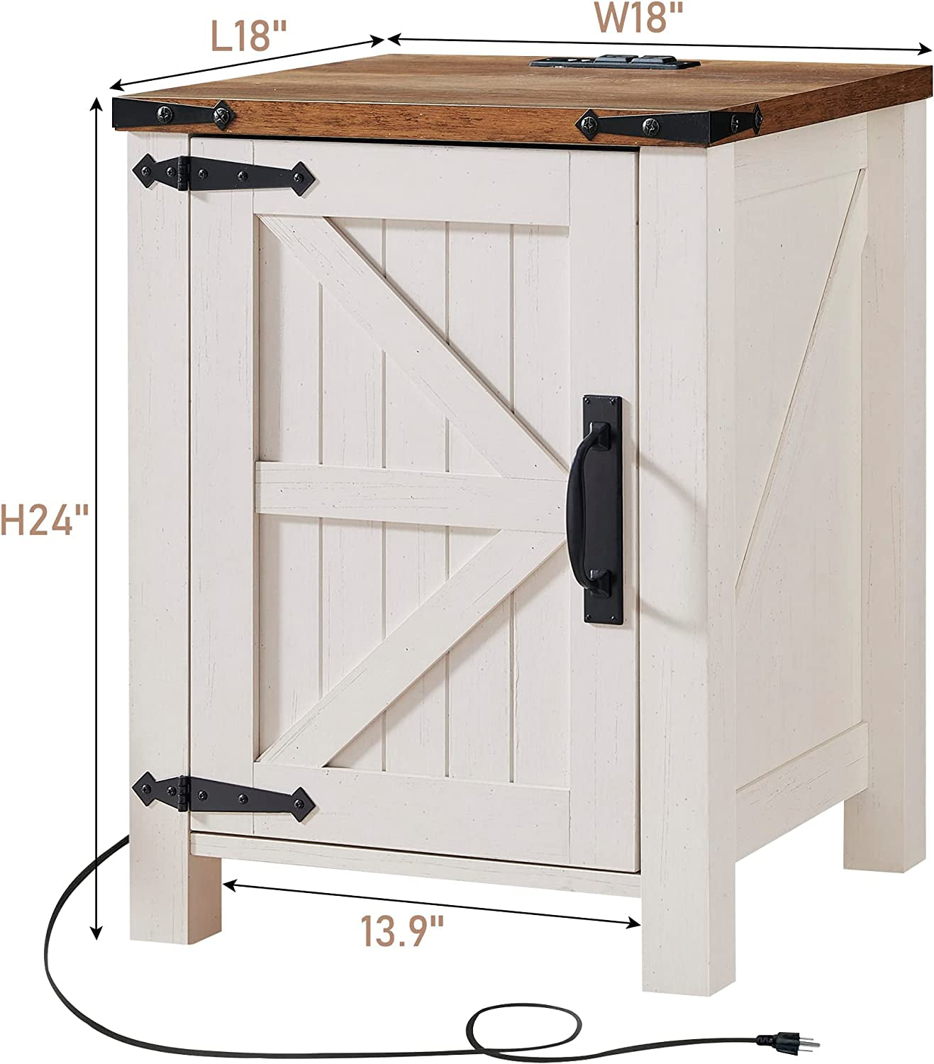 Nightstand with Charging, Antique ShipItFurniture