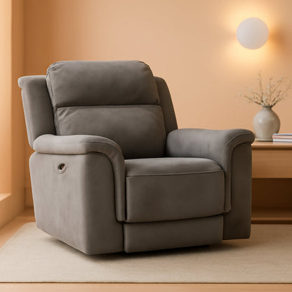 Durapella Power Recliner With Adjustable Headrest Gray ShipItFurniture