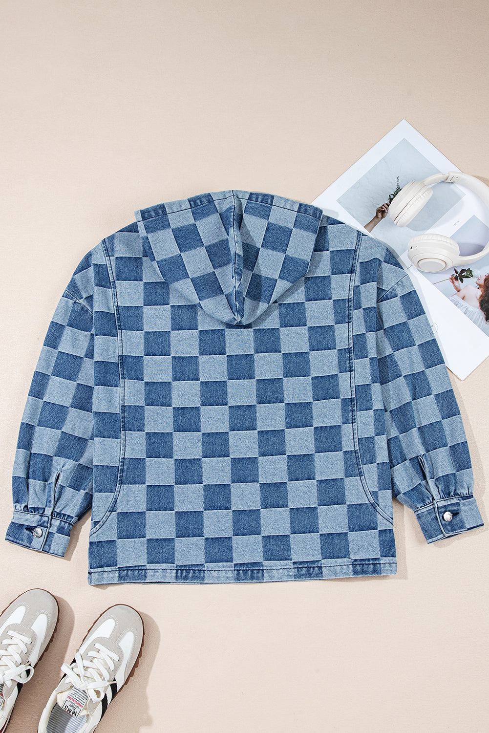 Taracella Checkerboard Zipped Kangaroo Hoodie