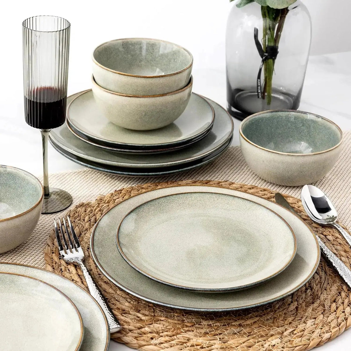 Ceramic Dinnerware Sets for 6, 18 Pieces Hand Painted - Get it from Bo