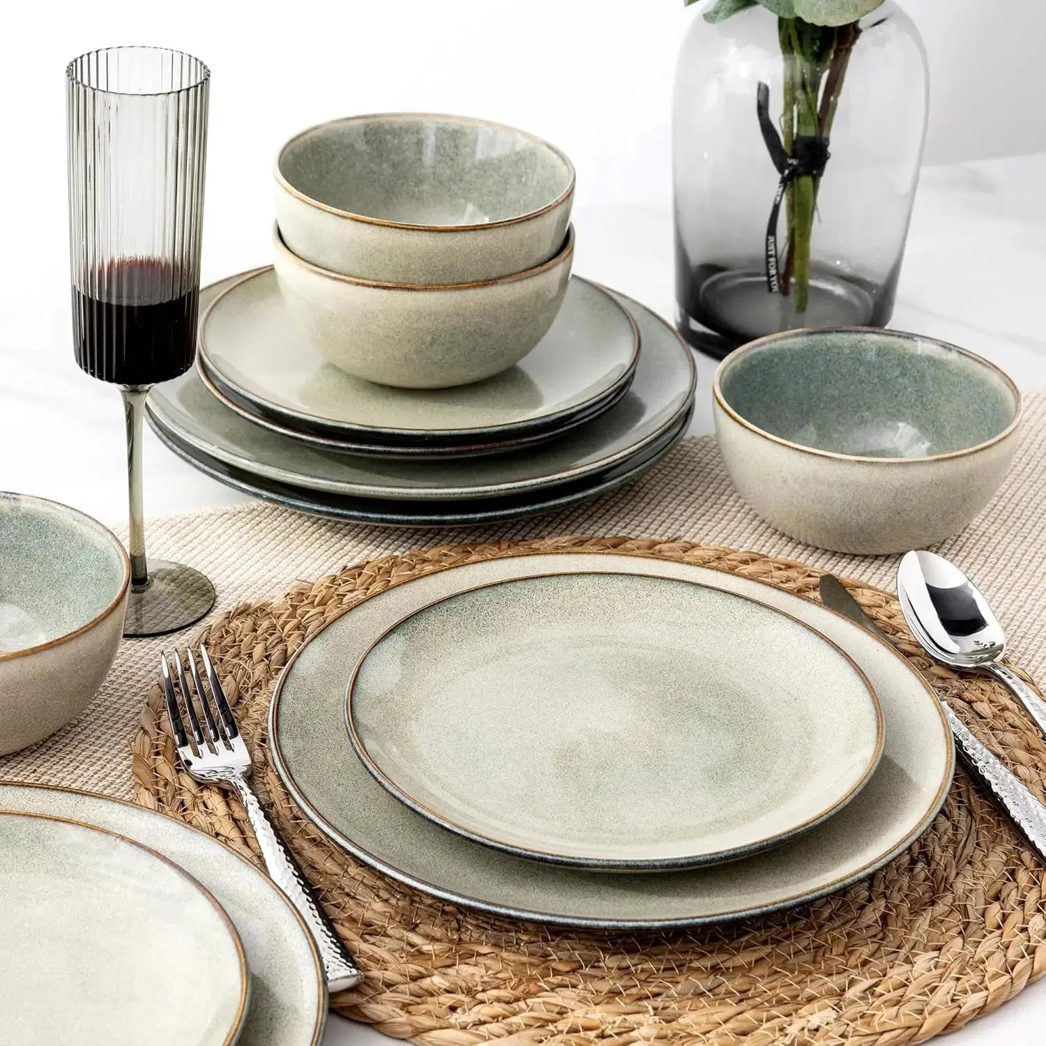 Ceramic Dinnerware Sets for 6, 18 Pieces Hand Painted - Get it from Bo