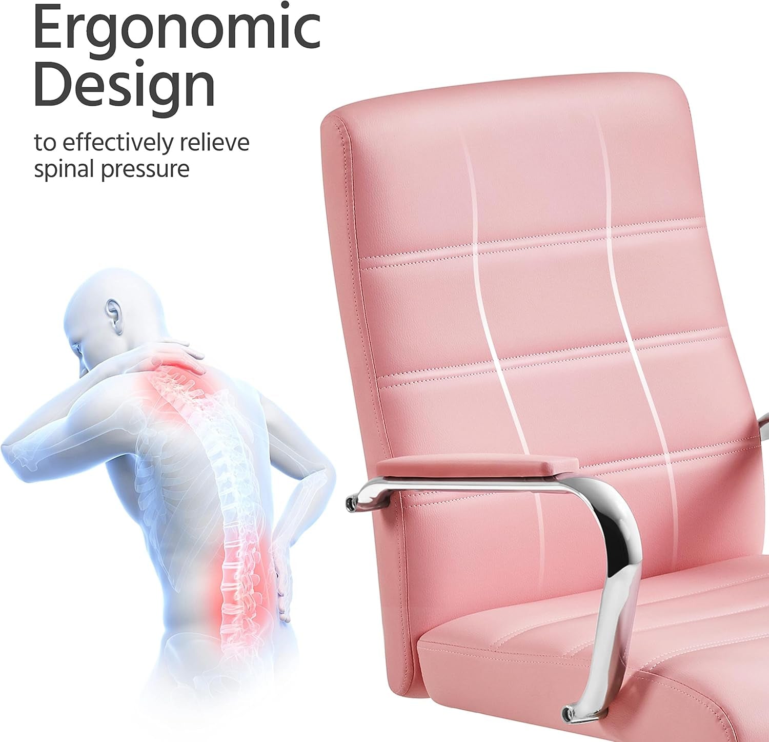 Pink Mid Back Office Chair With Arms 360 Degree Swivel ShipItFurniture