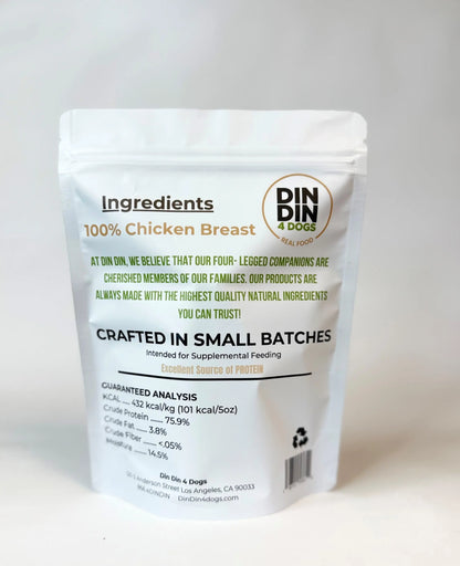 Chicken Treats Dog Treats, 5 Ounce Bag, Single Ingredient, High Protein Din Din 4 Dogs