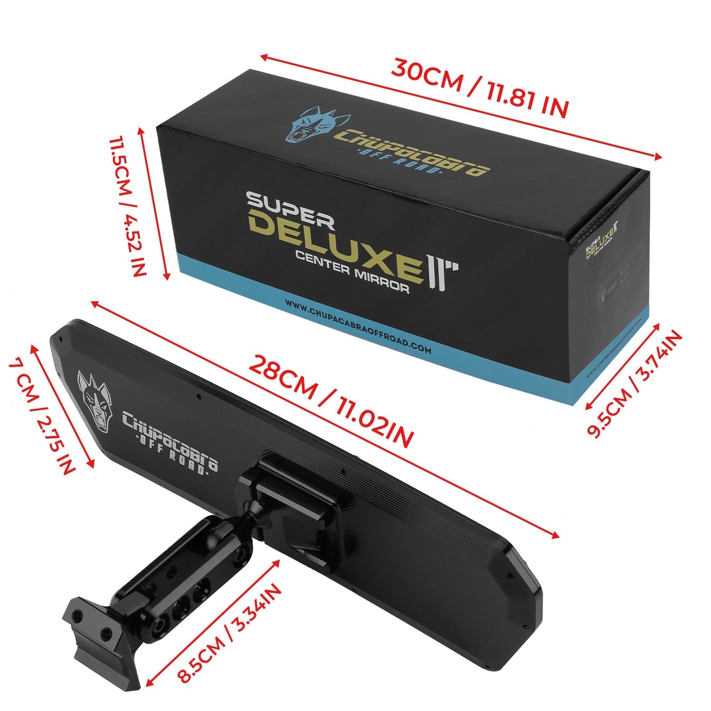 X3 Specific Super DELUXE 11" Offroad UTV Center Rearview Mirror - Get it from Bo