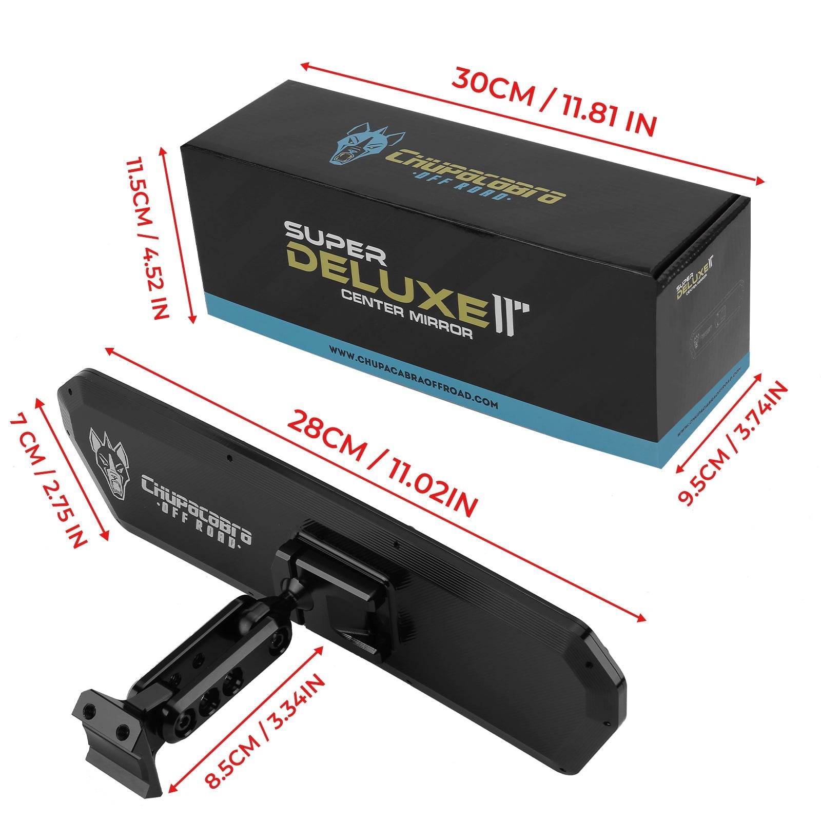 X3 Specific Super DELUXE 11" Offroad UTV Center Rearview Mirror - Get it from Bo