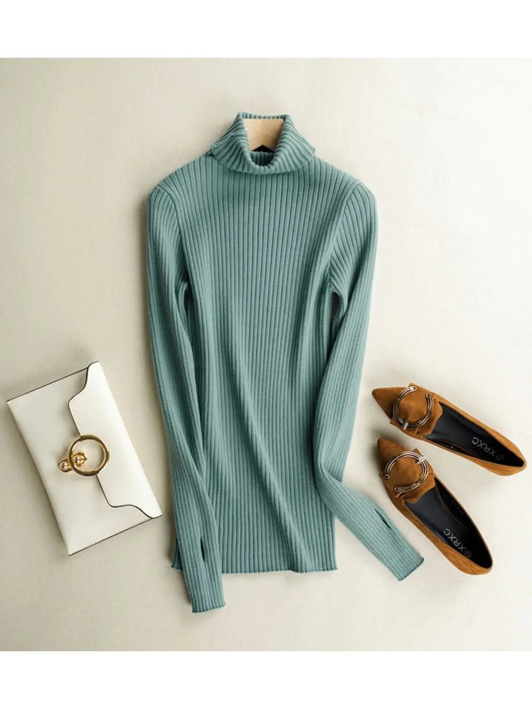 Classic Stretchable Lightweight Long Sleeve Slim Turtleneck Sweater - Get it from Bo
