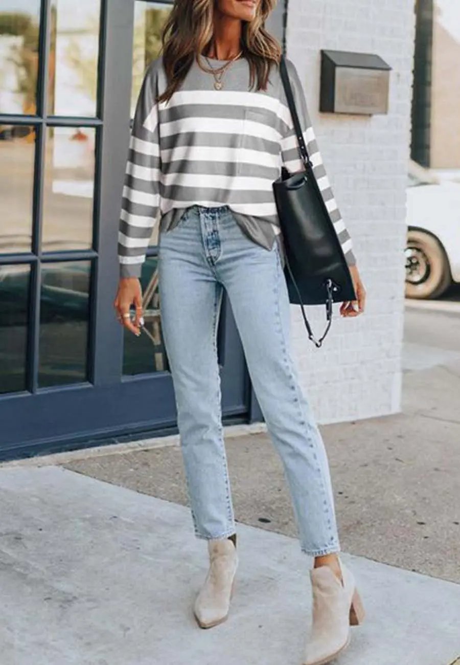 Classic Striped Patch Pocket Sweater - Get it from Bo