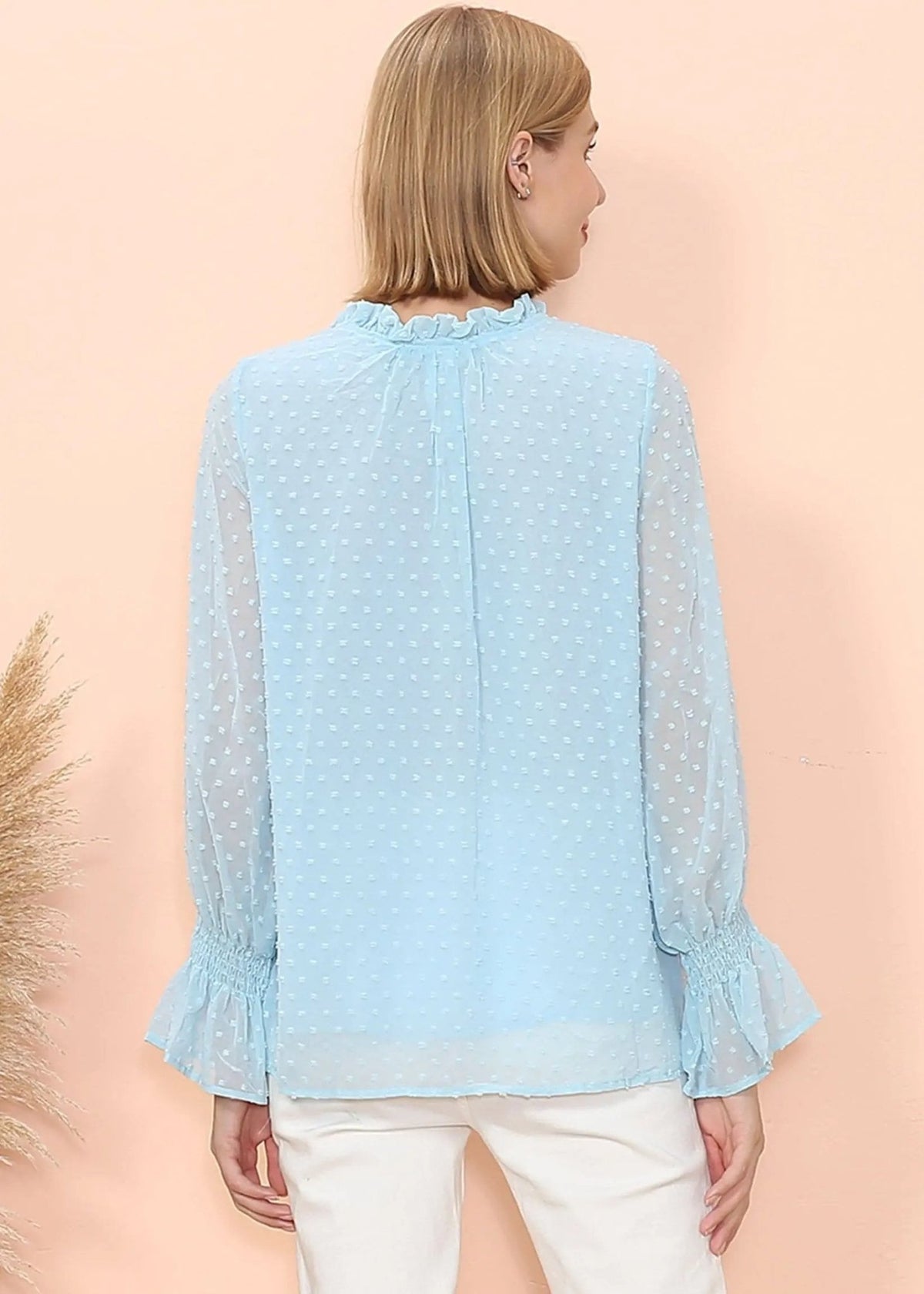 Clip Dot Long Sleeve Sweater Blouse - Get it from Bo