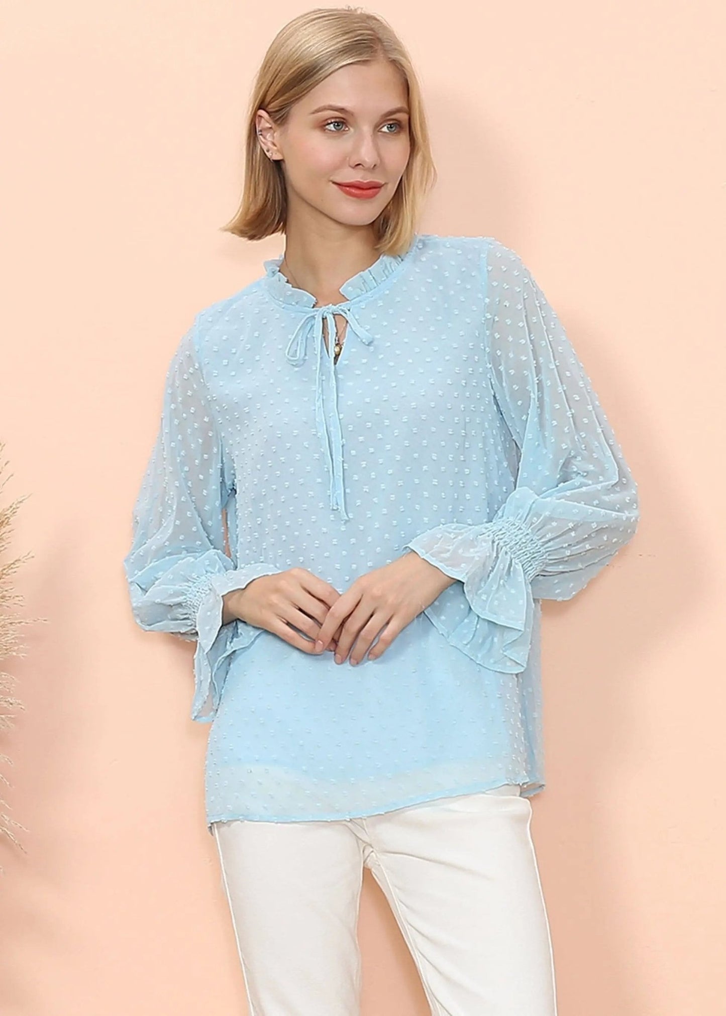 Clip Dot Long Sleeve Sweater Blouse - Get it from Bo