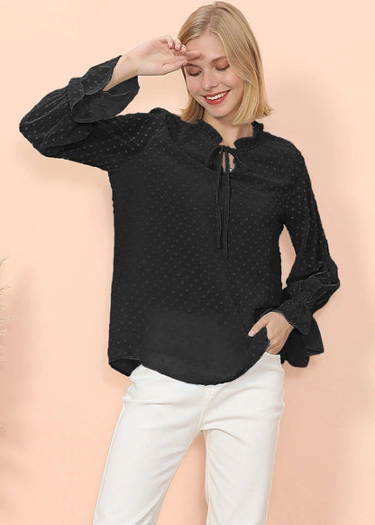 Clip Dot Long Sleeve Sweater Blouse - Get it from Bo