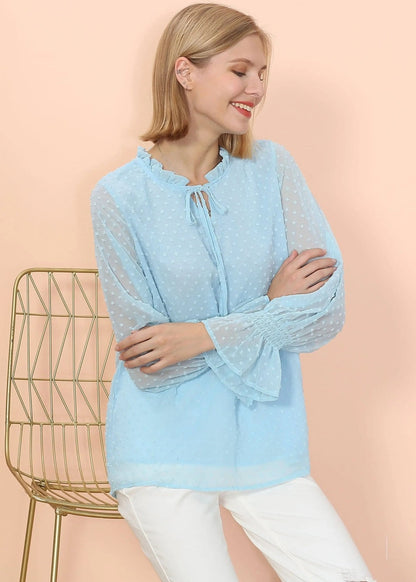 Clip Dot Long Sleeve Sweater Blouse - Get it from Bo