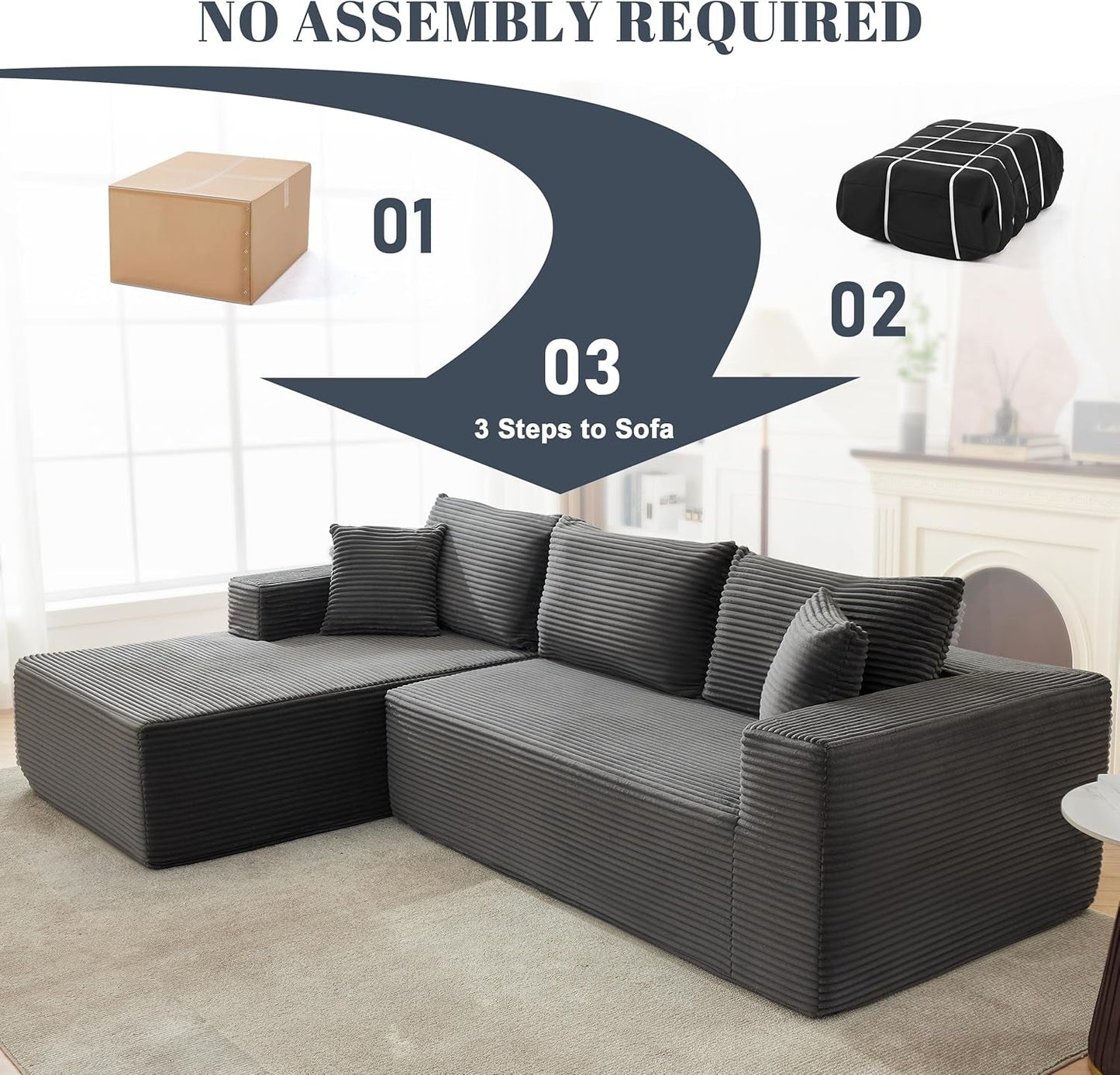 Cloud Sectional Couch Modular Sofa with Deep Seat ShipItFurniture