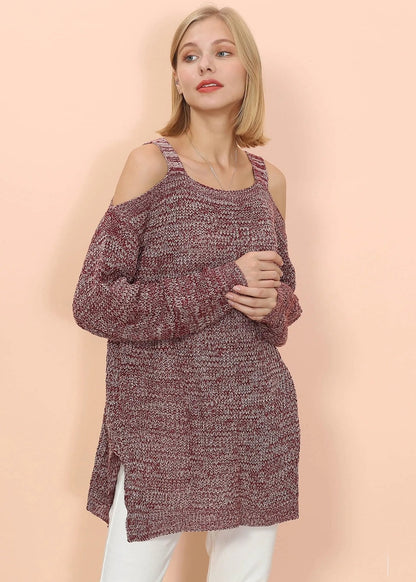 Cold Shoulder Oversized Sweater - Get it from Bo