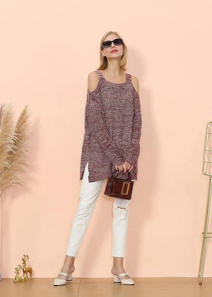 Cold Shoulder Oversized Sweater - Get it from Bo