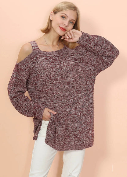Cold Shoulder Oversized Sweater - Get it from Bo