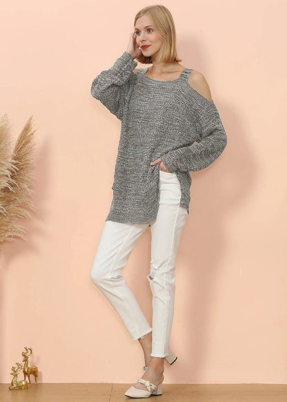 Cold Shoulder Oversized Sweater - Get it from Bo