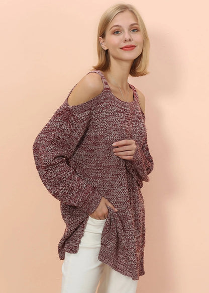 Cold Shoulder Oversized Sweater - Get it from Bo