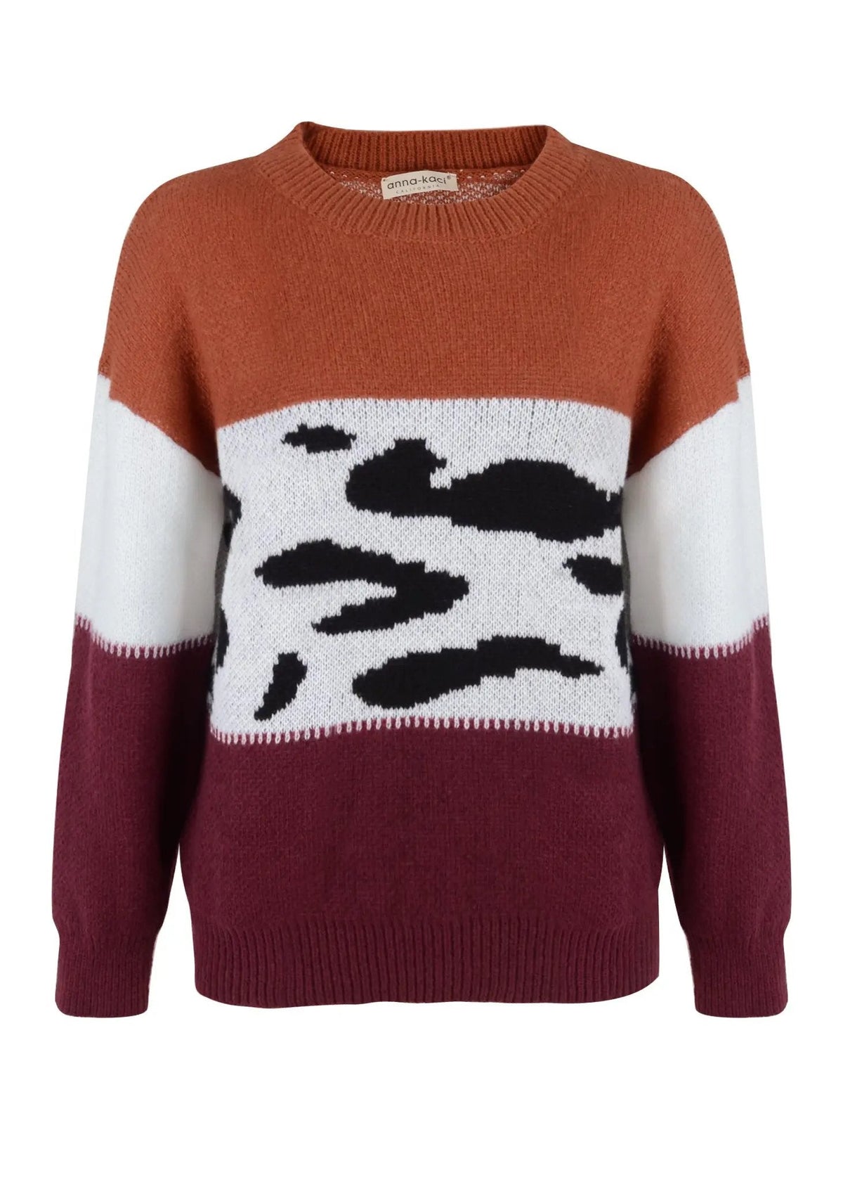 Color Block Animal Print Sweater - Get it from Bo