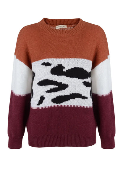 Color Block Animal Print Sweater - Get it from Bo