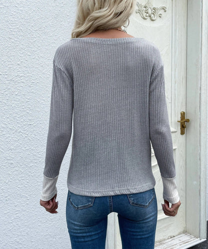 Color Block Patch Pocket Knit Sweater - Get it from Bo