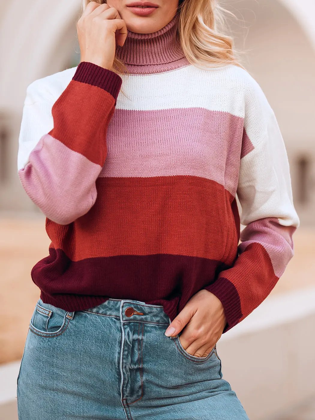Color Blocked Cozy Sweater - Get it from Bo