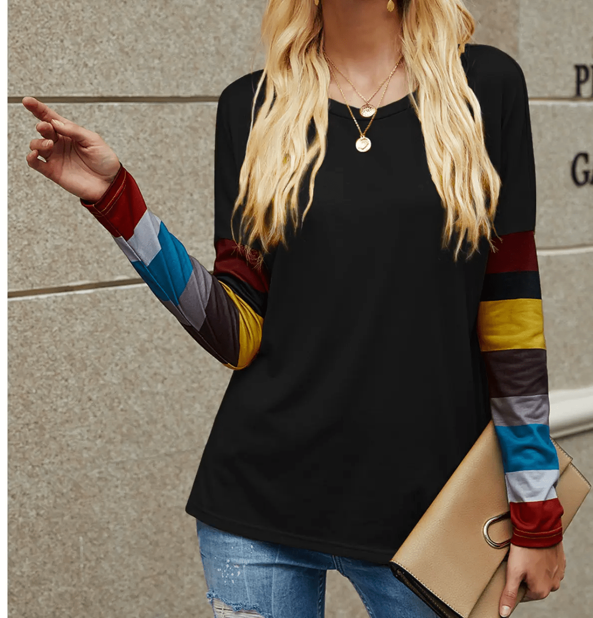 Colorful Striped Long Sleeve Sweater - Get it from Bo