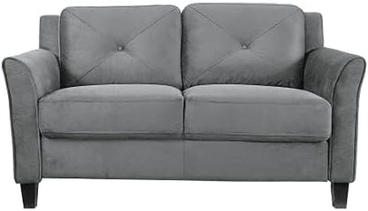 Comfortable Dark Grey Loveseat with Plush Cushions ShipItFurniture