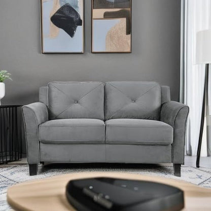 Comfortable Dark Grey Loveseat with Plush Cushions ShipItFurniture