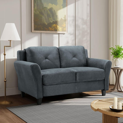 Comfortable Dark Grey Loveseat with Plush Cushions ShipItFurniture