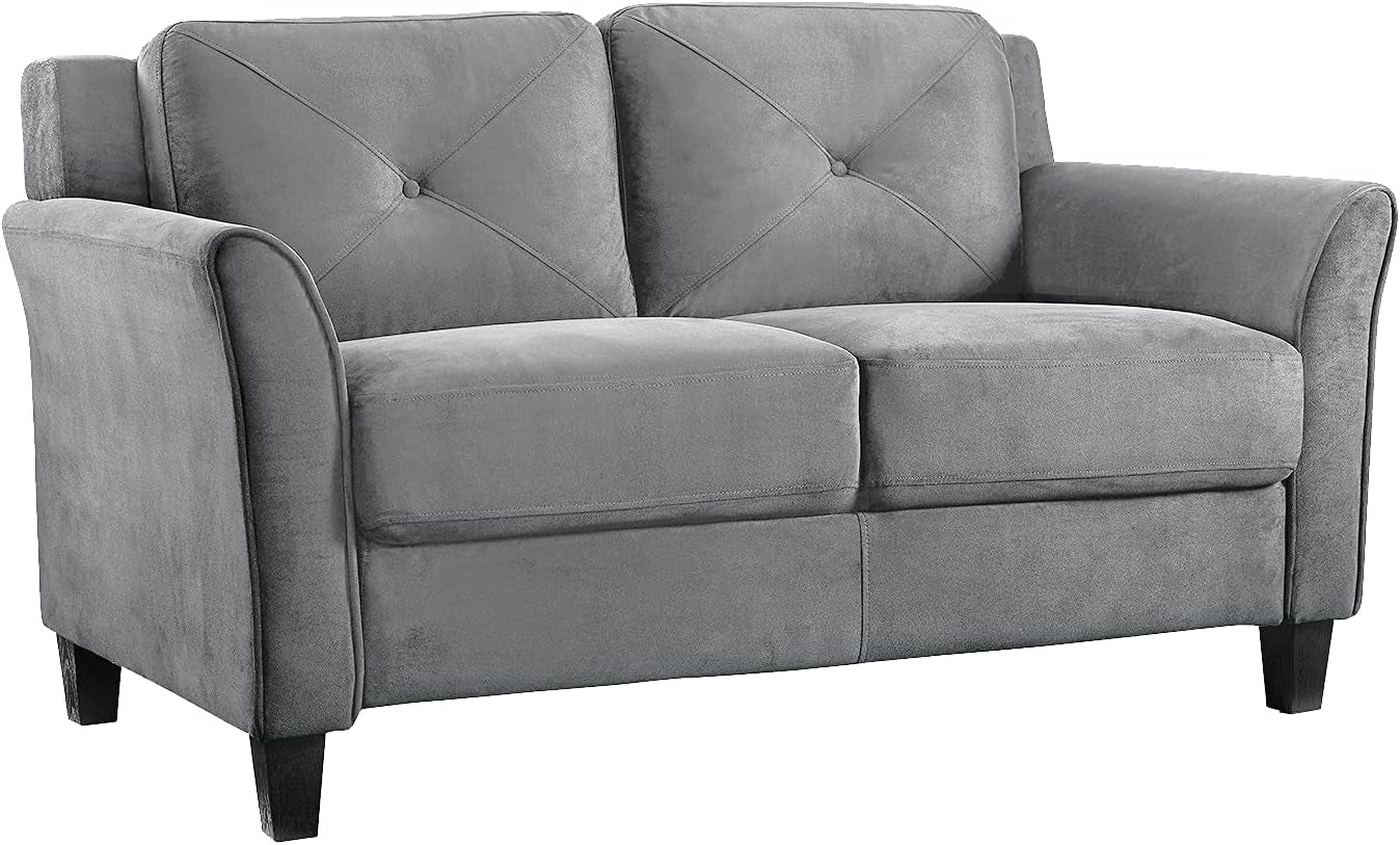 Comfortable Dark Grey Loveseat with Plush Cushions ShipItFurniture