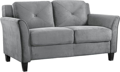 Comfortable Dark Grey Loveseat with Plush Cushions ShipItFurniture