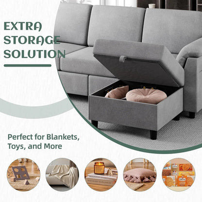 Comfortable L Shaped Convertible Sectional Sofa with Pillows - Get it from Bo
