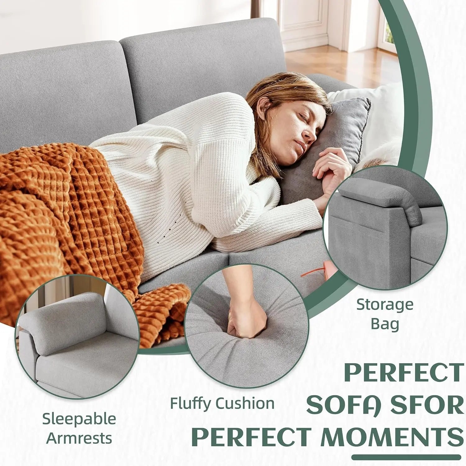 Comfortable L Shaped Convertible Sectional Sofa with Pillows - Get it from Bo