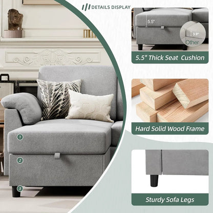 Comfortable L Shaped Convertible Sectional Sofa with Pillows - Get it from Bo