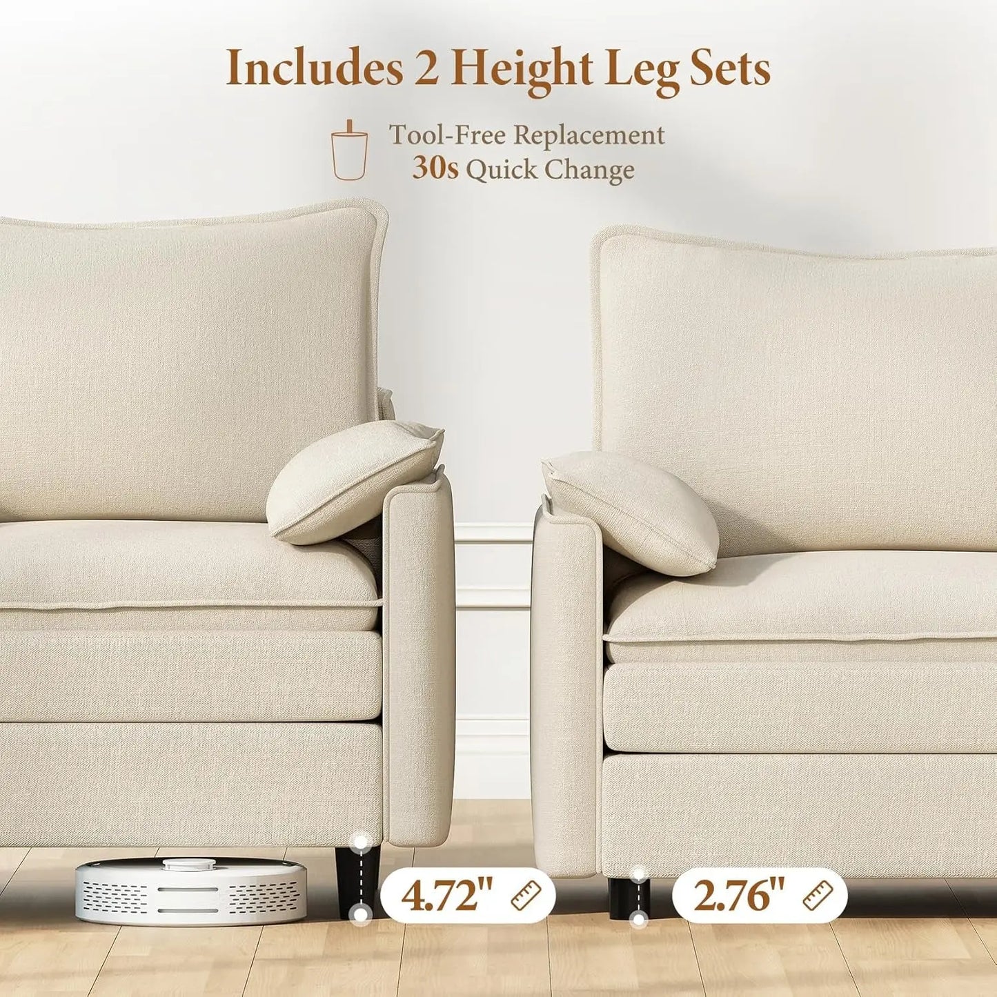 Comfy 108 Inch Modular Sectional Sofa With Ottoman ShipItFurniture