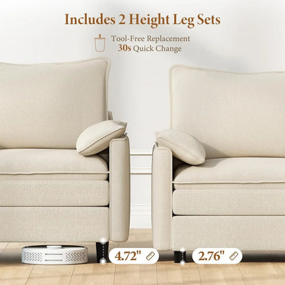 Comfy 108 Inch Modular Sectional Sofa With Ottoman ShipItFurniture