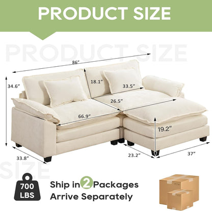 Comfy Cloud Couch Modular Sofa with Ottoman and Pillows ShipItFurniture