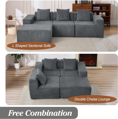 Comfy L Shaped Modular Memory Foam Sectional Sofa ShipItFurniture