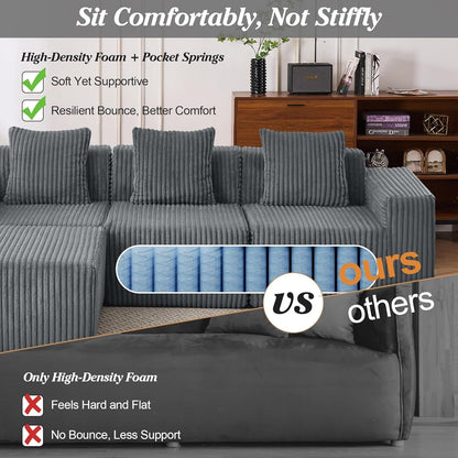 Comfy L Shaped Modular Memory Foam Sectional Sofa ShipItFurniture