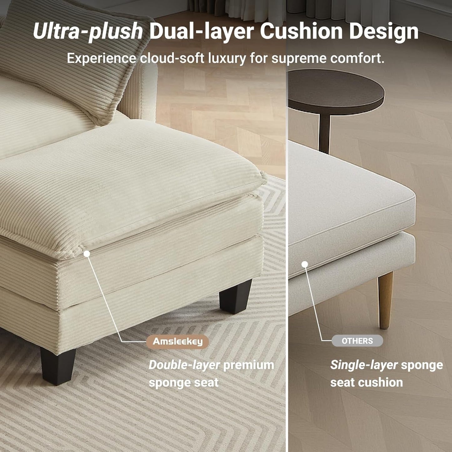 Comfy Modular Sectional Sofa With Movable Ottomans ShipItFurniture