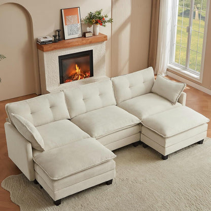 Comfy Modular Sectional Sofa With Movable Ottomans ShipItFurniture