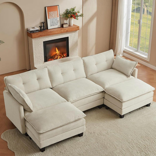 Comfy Modular Sectional Sofa With Movable Ottomans ShipItFurniture