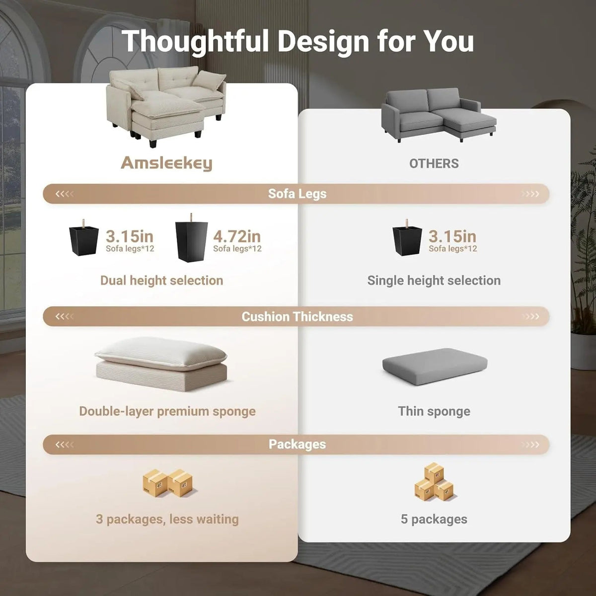 Comfy Modular Sectional Sofa With Movable Ottomans - Get it from Bo
