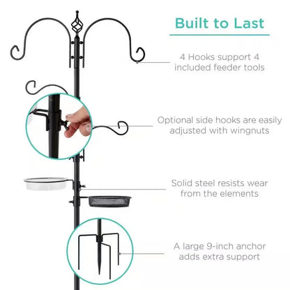 Complete Bird Feeder Set with Black Metal Stand and Bird Feeders - Get it from Bo