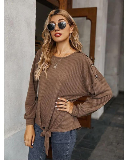 Contrast Button Shoulder Detail Sweater - Get it from Bo