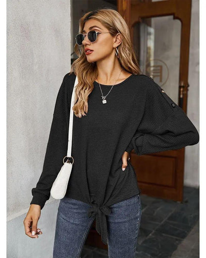 Contrast Button Shoulder Detail Sweater - Get it from Bo