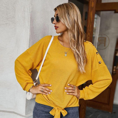 Contrast Button Shoulder Detail Sweater - Get it from Bo