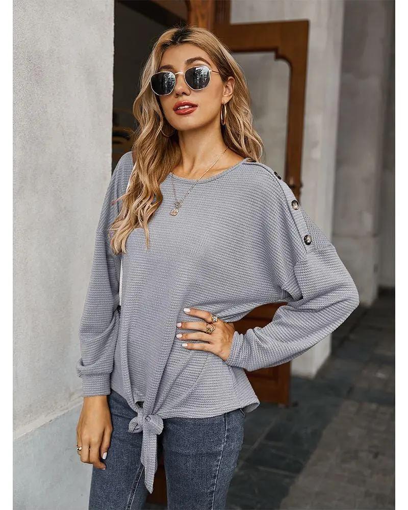 Contrast Button Shoulder Detail Sweater - Get it from Bo